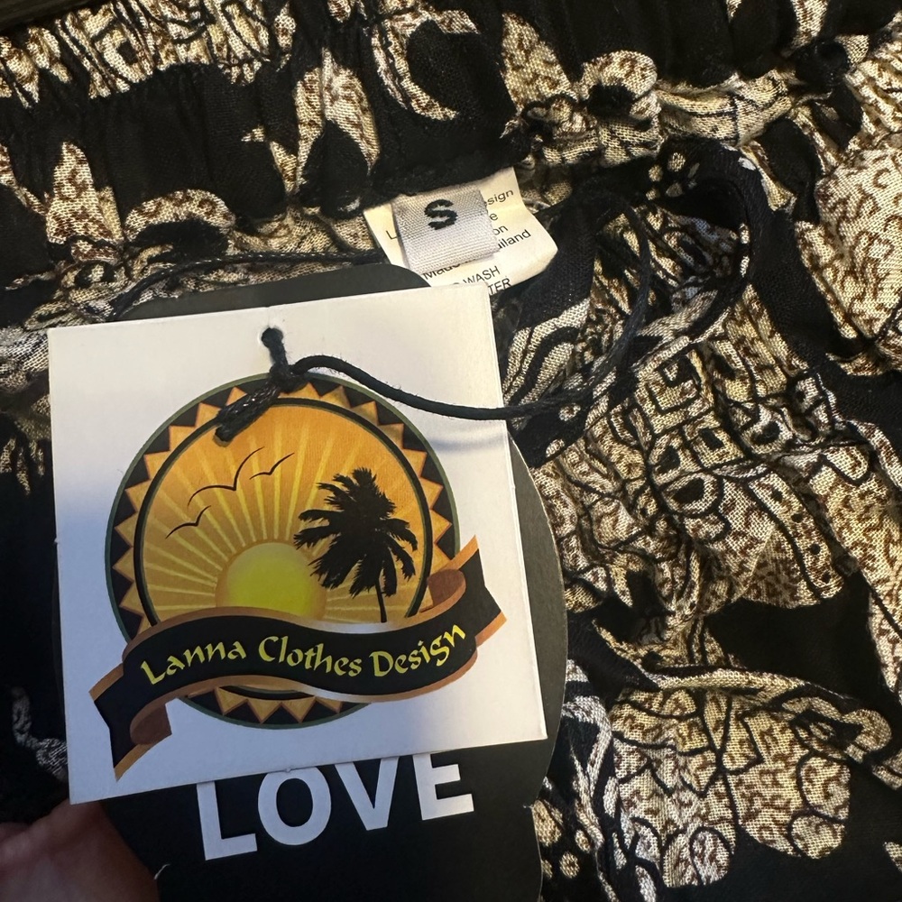 boho drawstring smocked waist elephant print pants - Picture 3 of 3